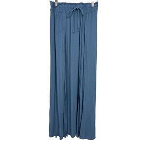 Final Touch Skirt Women Size Medium Split Maxi Skirt Blue Stretch Waist New